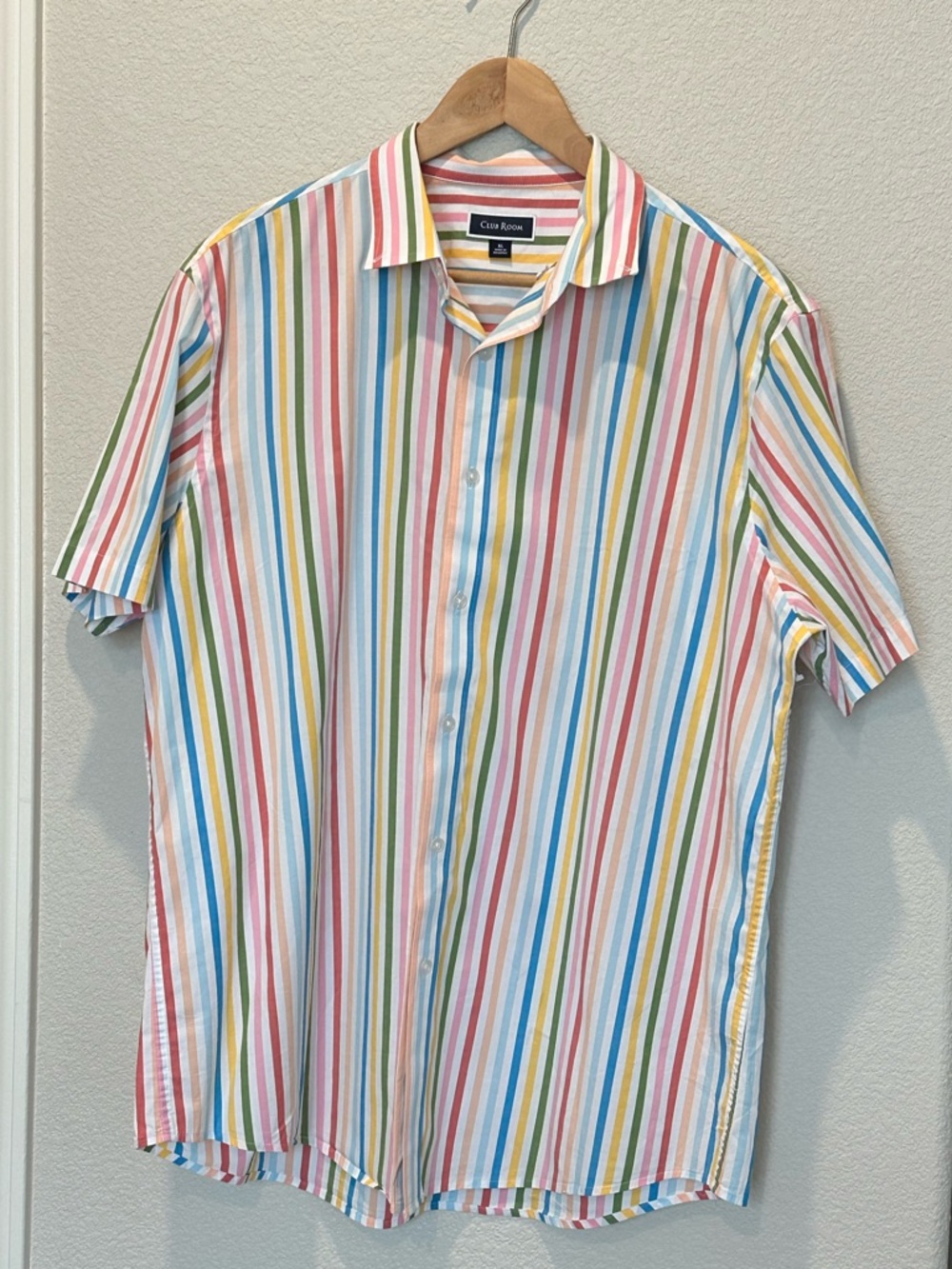 Club Room Pastel Multicolor Striped Short-Sleeve Button-Up Shirt